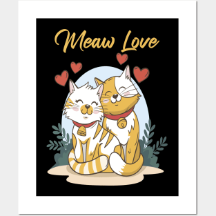 Meaw Lovers Cat cartoon: valentine's day ideas for lovers couples Posters and Art